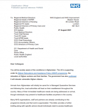 Afghanistan Relocations and Assistance Policy (ARAP) programme - letter
